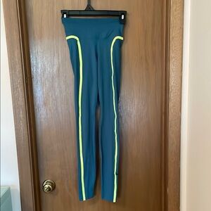 Nike Teal and Yellow Leggings with High Waist